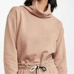 DONNI. Funnel Neck Soft Comfy Sweatshirt in Camel Women's Small